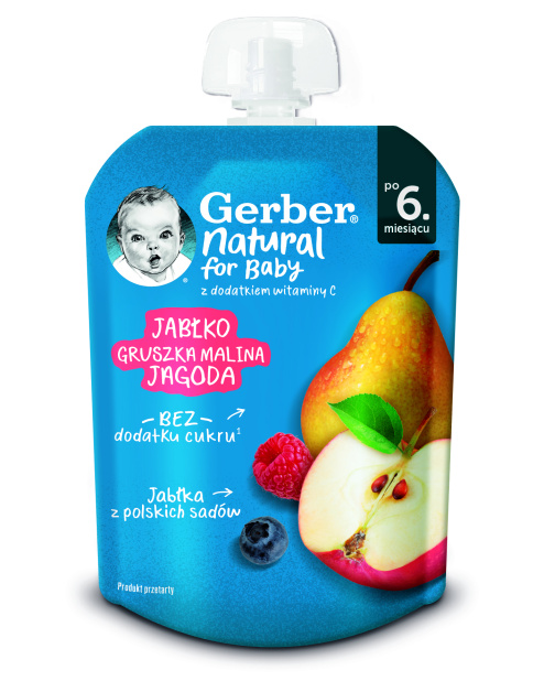 Gerber Deserek w tubce jabłko gruszka malina jagoda po 6 miesiącu 80g