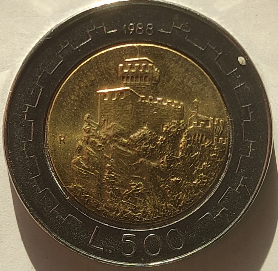moneta San Marino 500 lir 1988