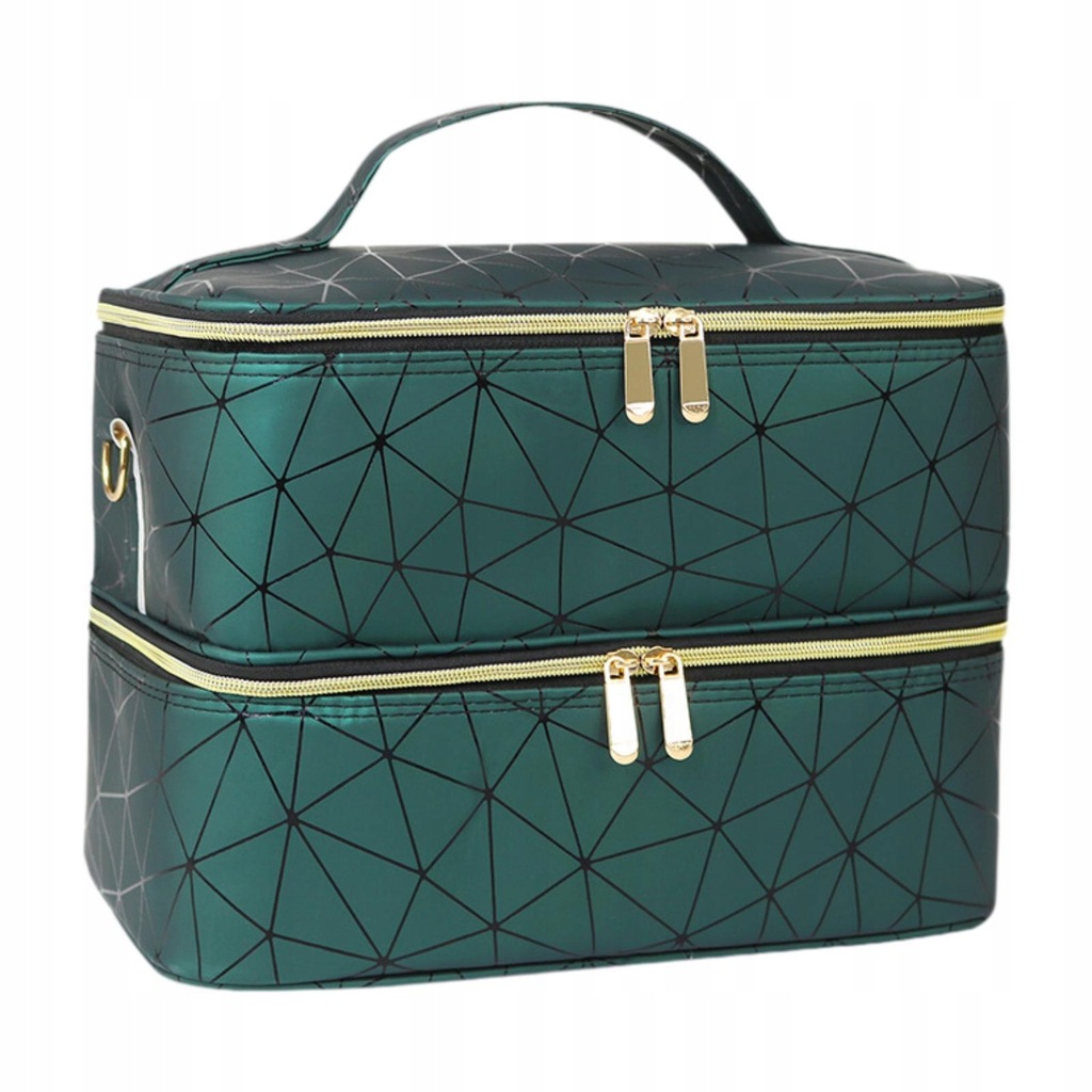 Double Layer Nail Polish Organizer Bag Tool Organizer Travel Carrying Green
