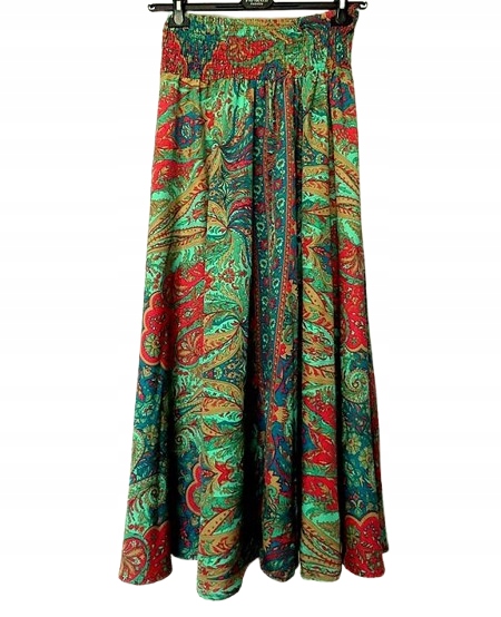 SPÓDNICA Indyjska BOHO falbany (269 ) jedwab 100% ART SILK INDIA ONE SIZE