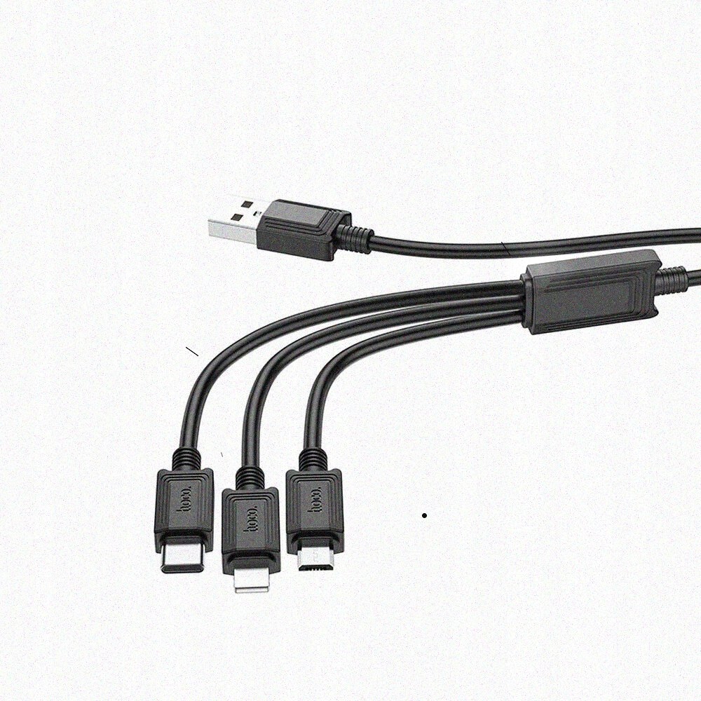 HOCO kabel 3w1 USB do Lightning / Micro USB / USB-C 2A X74 1m czarny