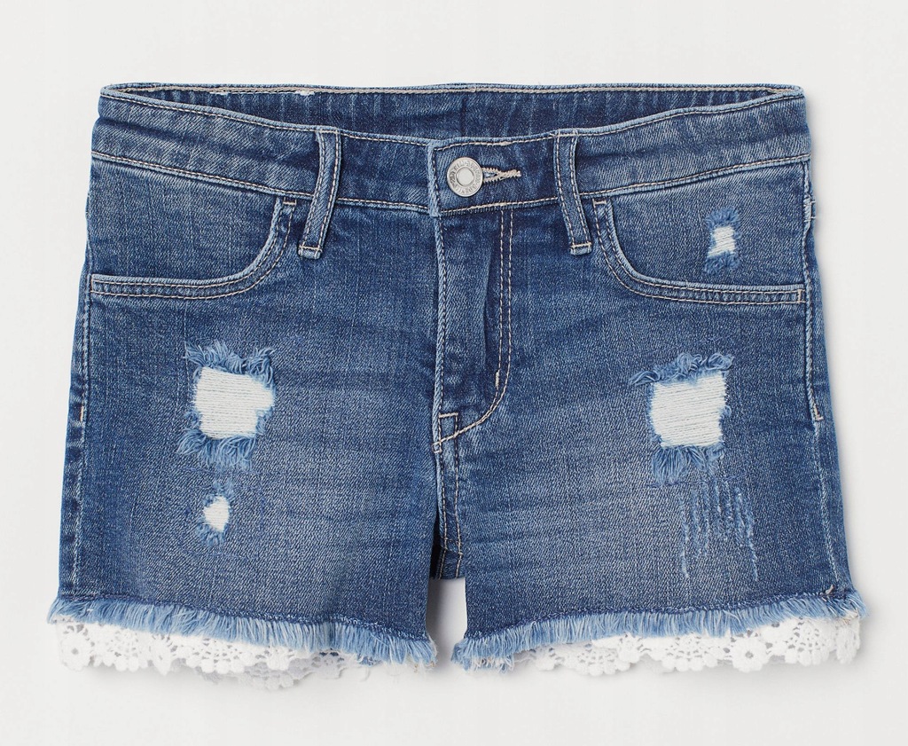 H&M krótkie spodenki jeans KORONKA 146