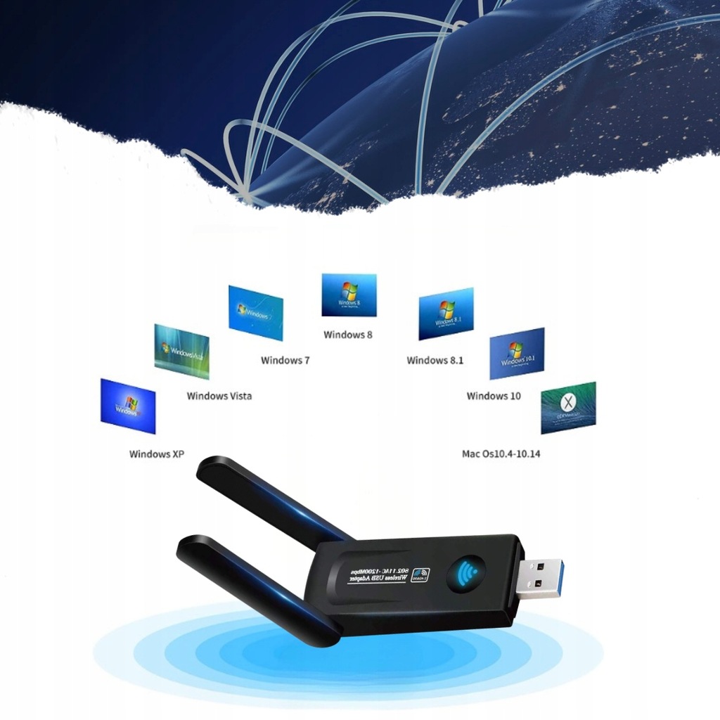 Купить АДАПТЕР СЕТЕВОЙ КАРТЫ WI-FI USB 3.0 1200 Мбит/с ДВОЙНОЙ: отзывы, фото, характеристики в интерне-магазине Aredi.ru