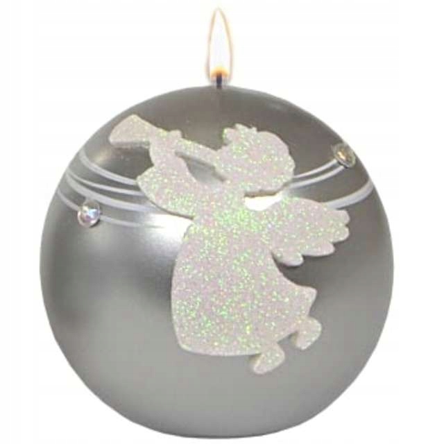 ŚWIECA PIEŃKOWA perłowa BROKATOWA gałązki L