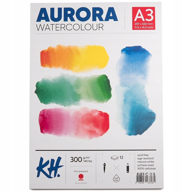 Blok do akwareli AURORA Hot Pressed 300g/m2 A3