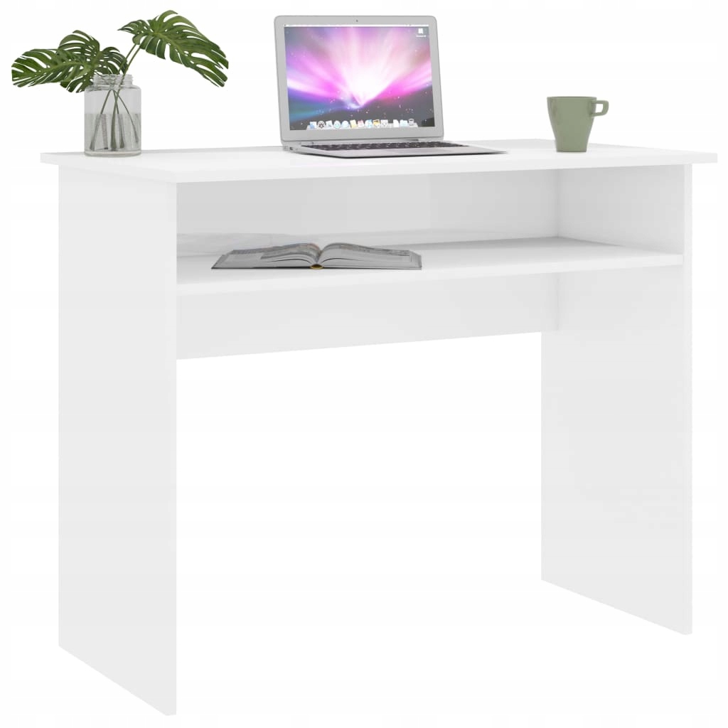 Biurko komputerowe stolik wysoki połysk białe