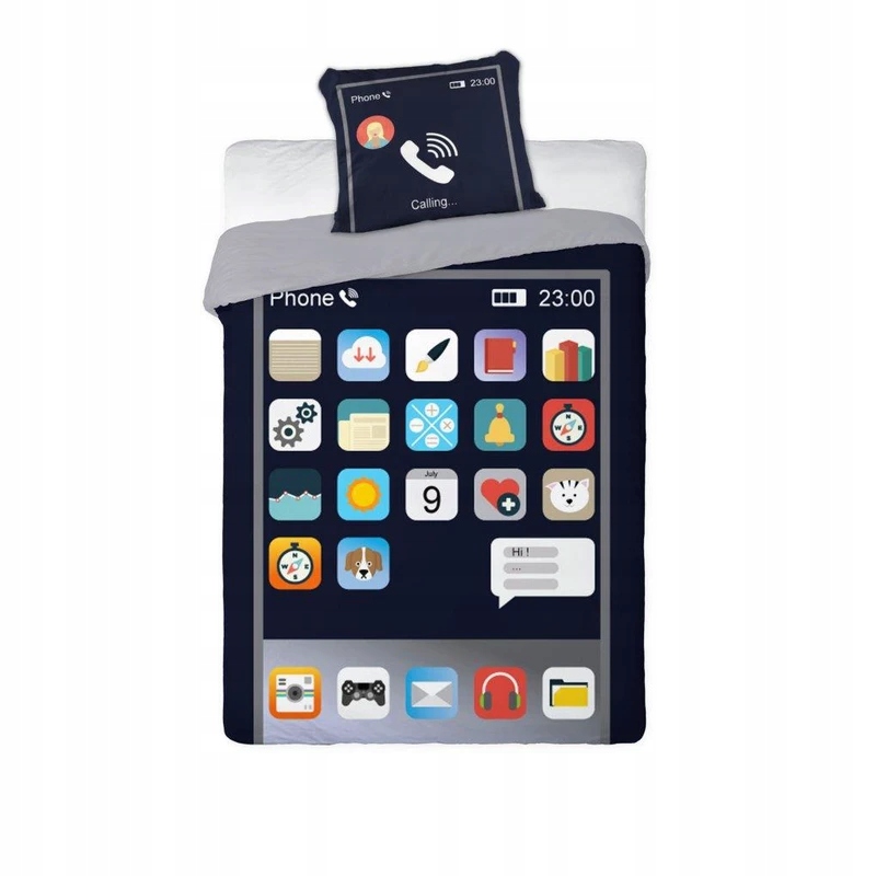Pościel świecąca w ciemności 160x200 Telefon Smartfon bawełniana