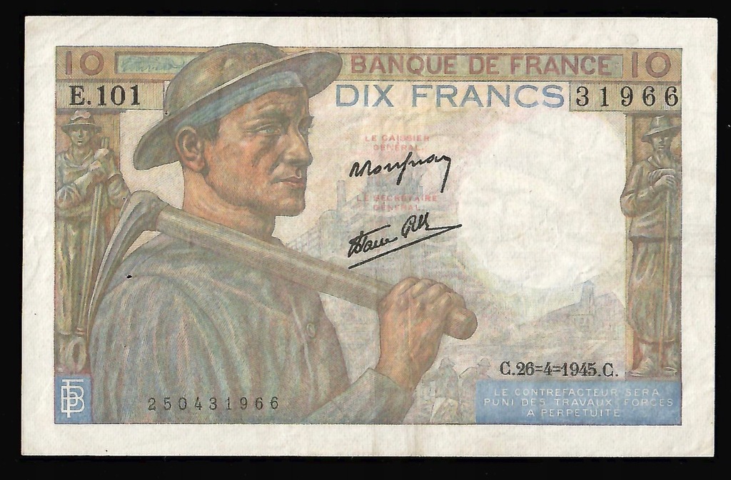 Francja - 10 franków 1945