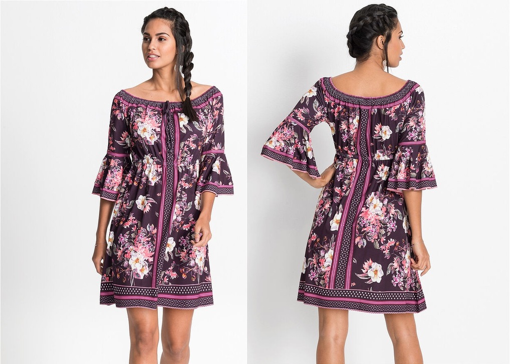 BODYFLIRT ATRAKCYJNA SUKIENKA Z NADRUKIEM 40/42 XL