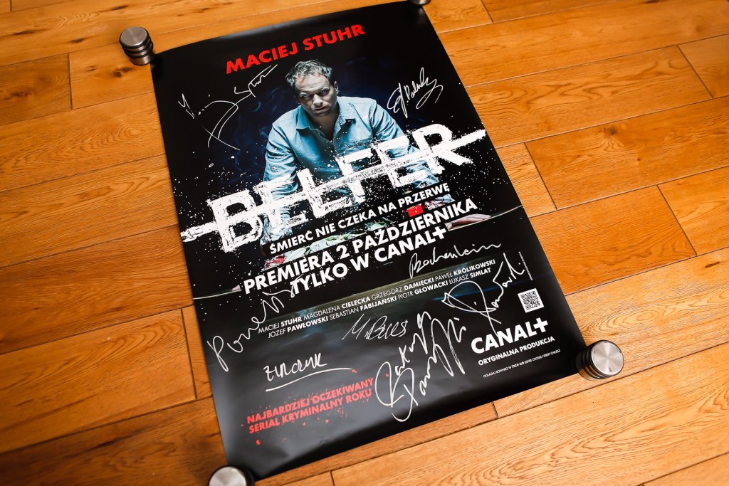 Plakat z serialu BELFER z autografami obsady