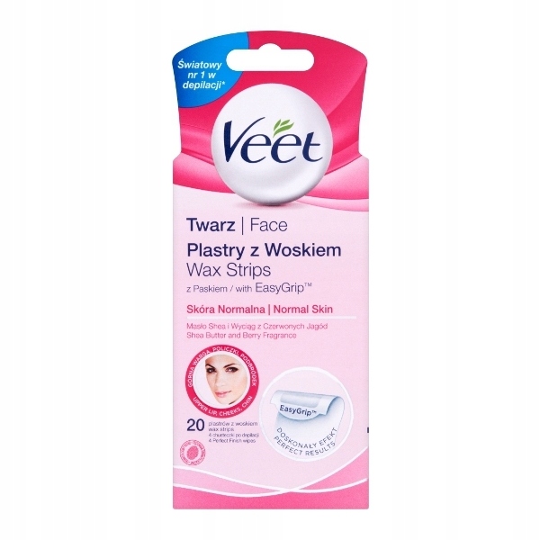 Veet Plastry z woskiem do depilacji twarzy 20szt