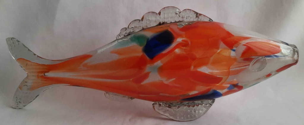 Szklana Ryba na Telewizor Klasyk PRL Vintage Szklana Ryba