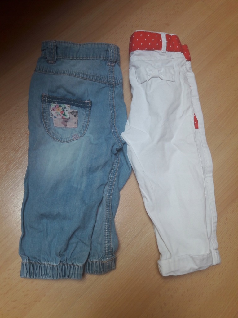 2 pak spodni mothercare 80 jeans i białe