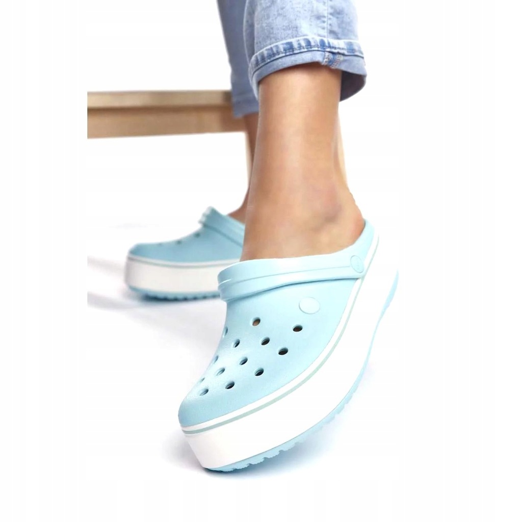 blue platform crocs