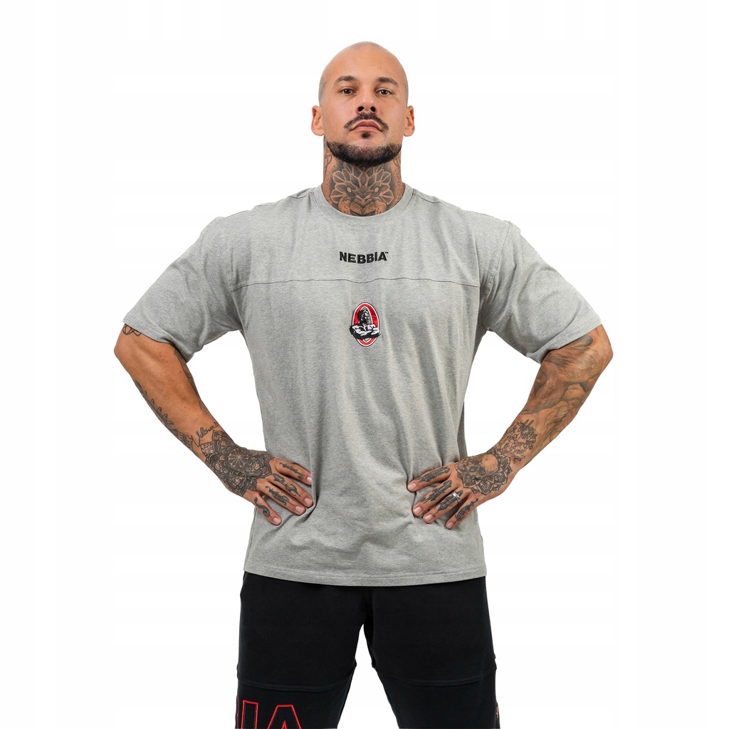 Koszulka męska NEBBIA Legendary light grey M