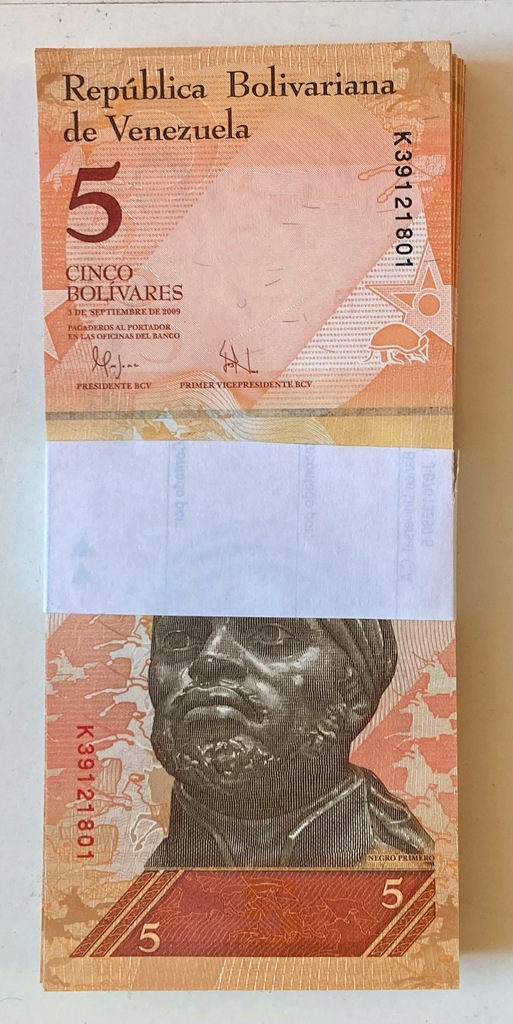 Paczka bankowa Wenezuela 5 Bolivares 2009 UNC