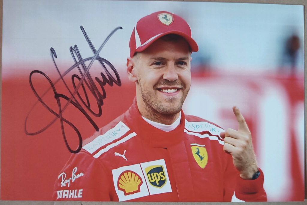 SEBASTIAN VETTEL Formuła 1 - zdjęcie z autografem