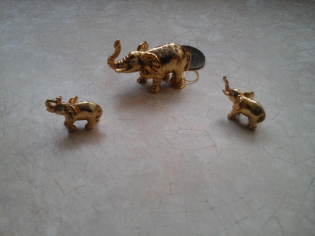 rodzinka słoników platerowane złotem miniaturki