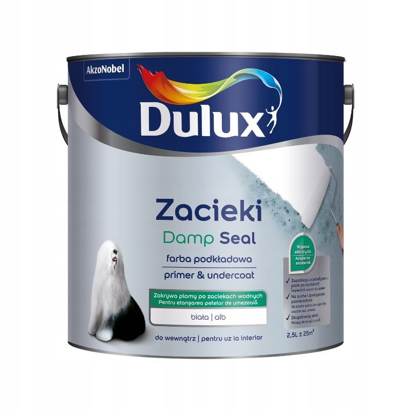 DULUX Zacieki Farba Podkładowa biała 2,5L