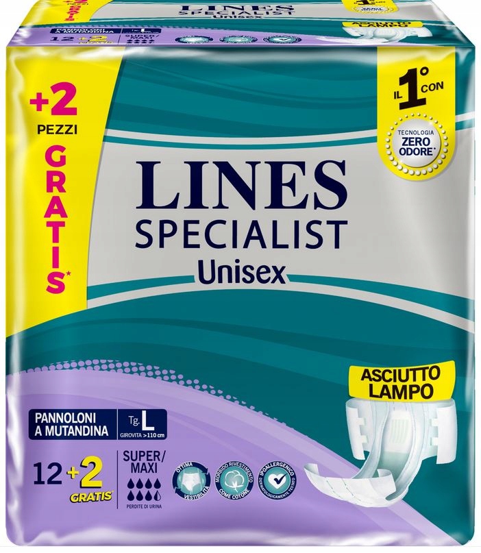 Lines Specialist Unisex Majtki Maxi L 12 + 2szt.