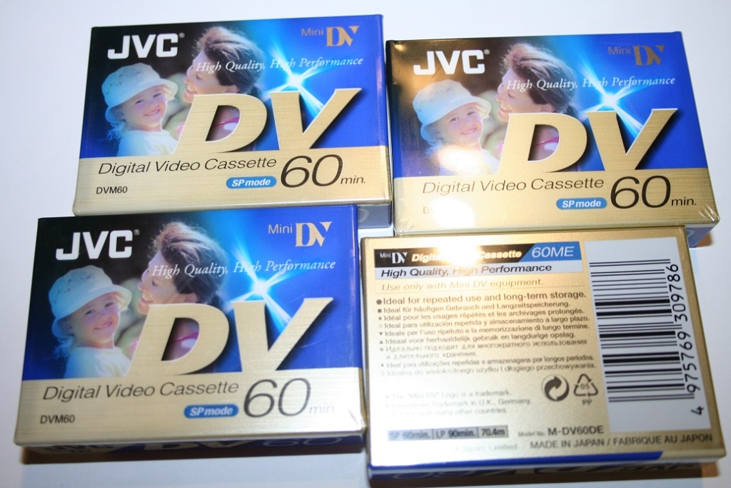 Kaseta JVC DVM60 miniDV SP 60min.  LP 90min. 4 szt