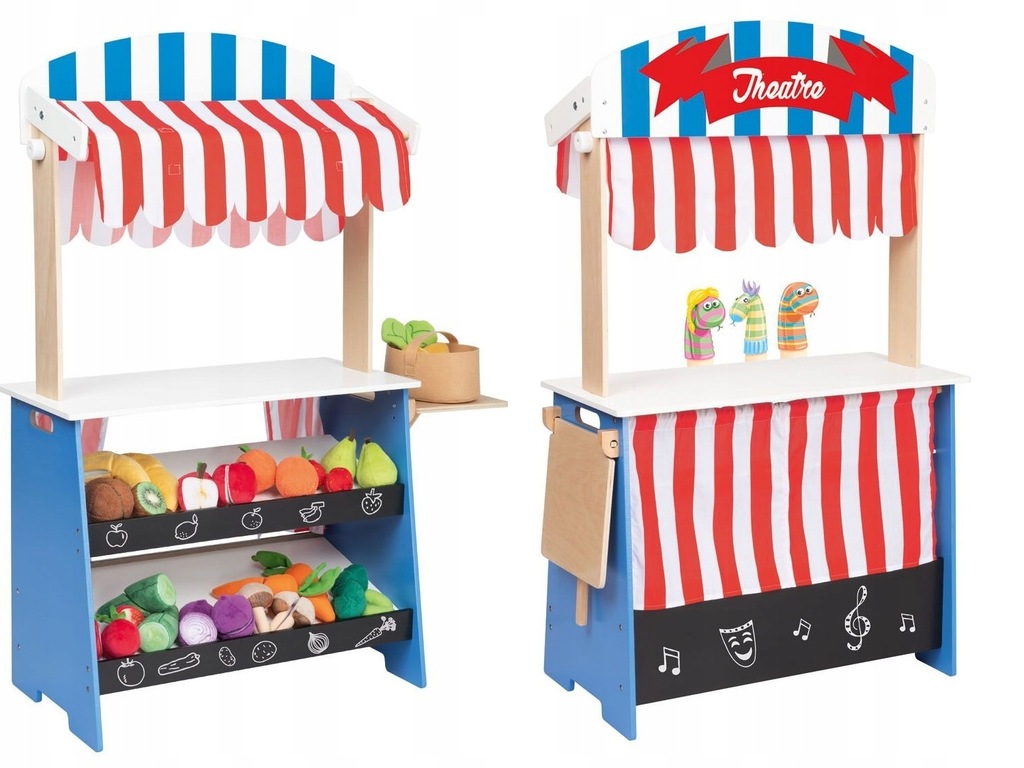Drewniany Sklep PLAYTIVE Zabawkowy Teatr Kiosk Dla Dzieci 2w1