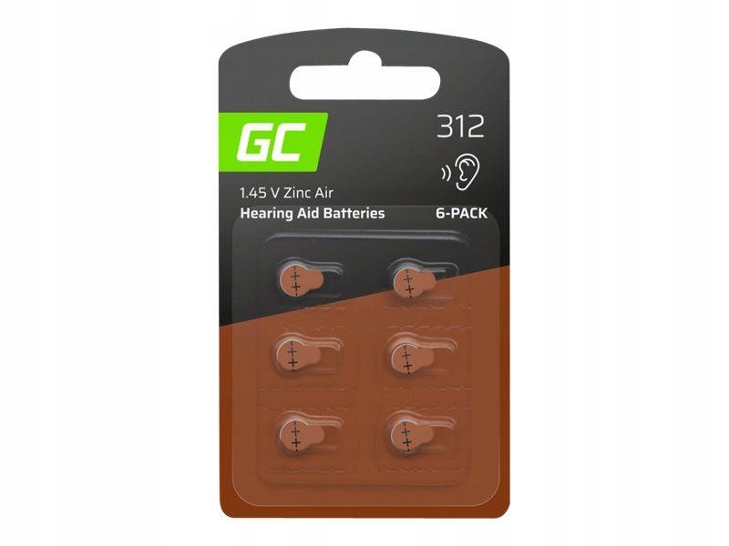 GREEN CELL 6x hearing aid battery Type 312 P312