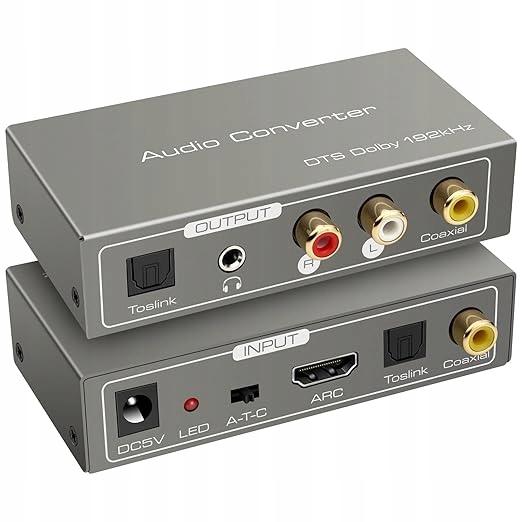 VEDINDUST Audio Konwerter HDMI ARC 192kHz, 4-kanałowy, USB/RCA/3,5mm