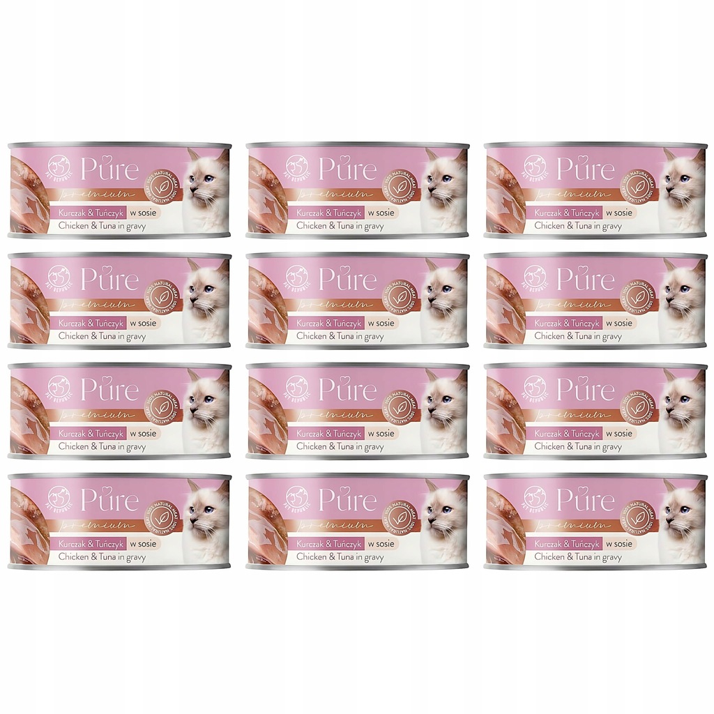 Karma mokra dla kota TUŃCZYK I KURCZAK w sosie - 12x80g PETREPUBLIC PURE