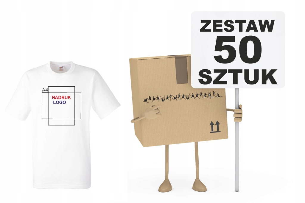 KOSZULKI z Twoim NADRUKIEM/LOGO 50 szt sitodruk