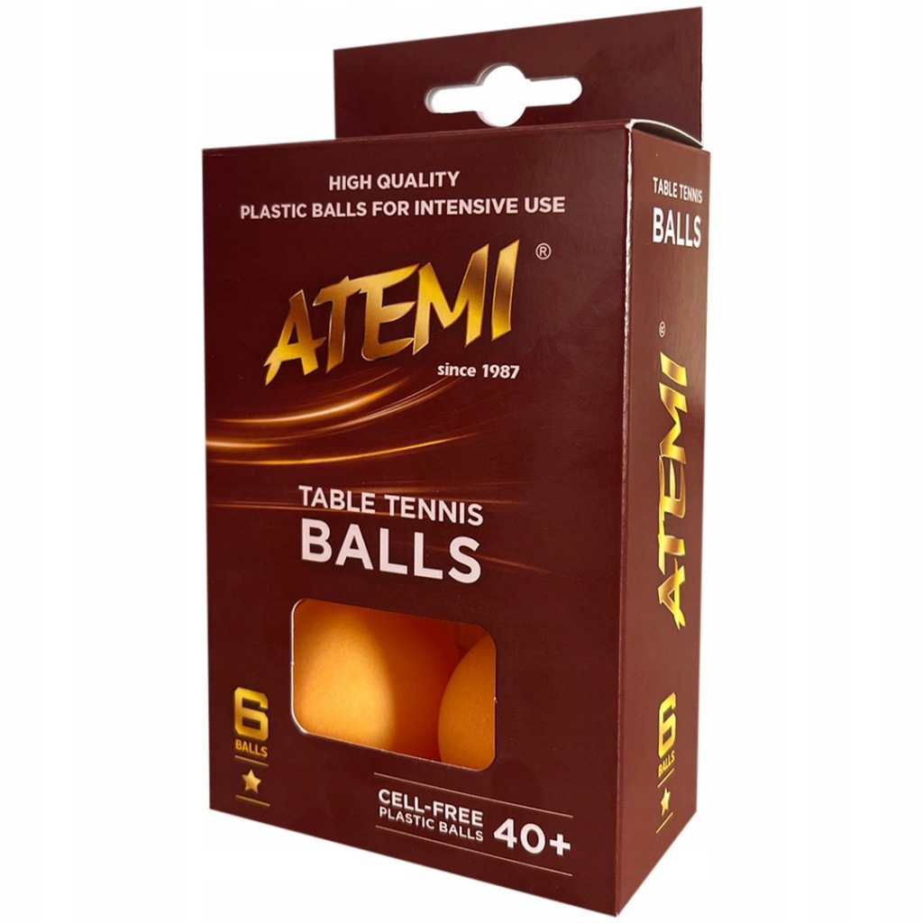 PIŁECZKI DO PING PONGA TENISA STOŁOWEGO ATEMI * POMARAŃCZOWE 6 SZT.