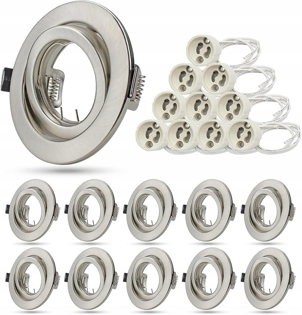 Zestaw 10 reflektorów wpuszczanych LED Unikcst, zestaw GU10, 80-92 mm