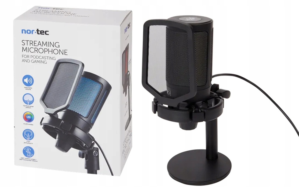 MIKROFON DO GRANIA REGULOWANY MIKROFON 6 OPCJI LED