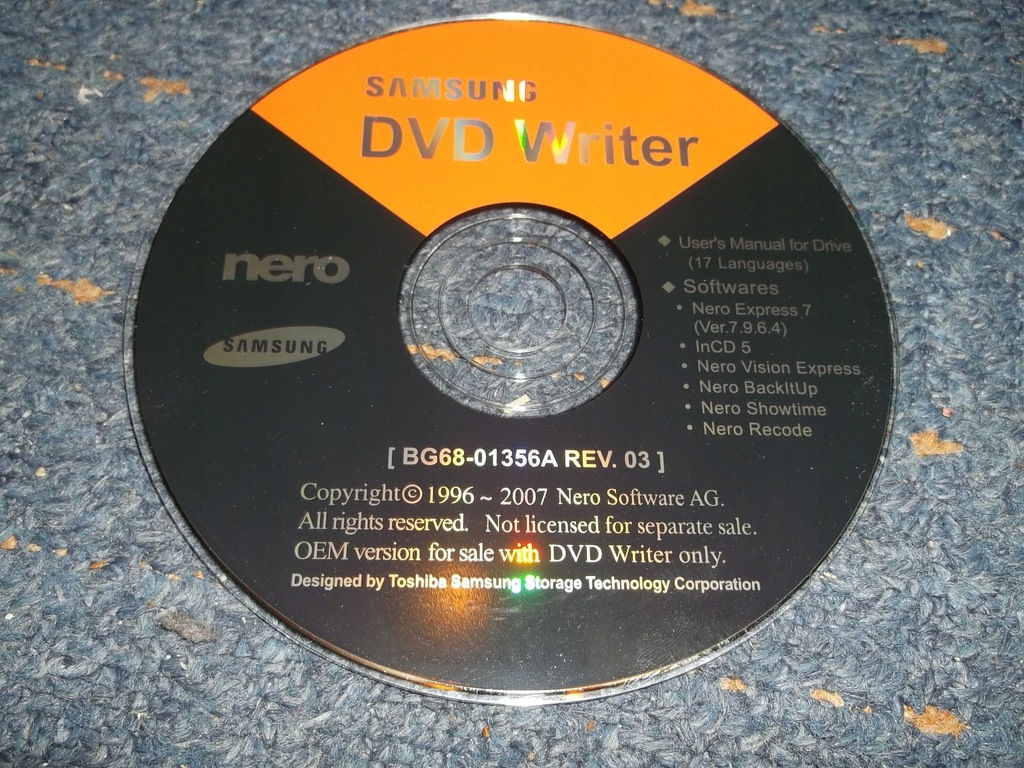 SAMSUNG DVD NERO Writer oraz inne programy