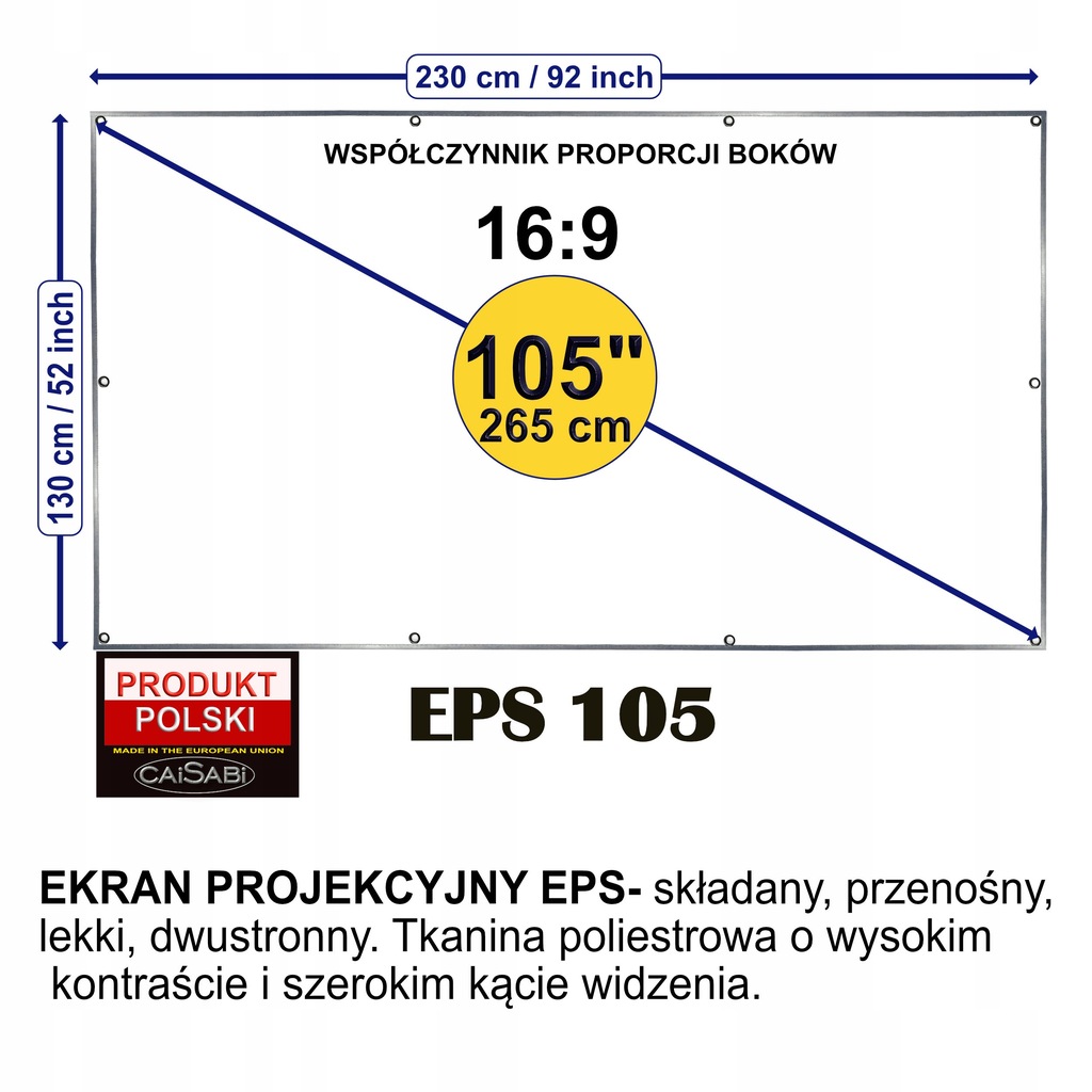 Купить ПРОЕКЦИОННЫЙ ЭКРАН 105 ПОЛЬСКИЙ, для кемпинга и дома: отзывы, фото, характеристики в интерне-магазине Aredi.ru