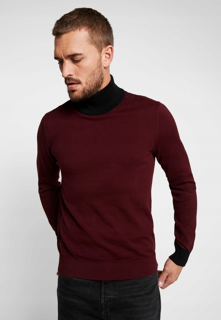 JACK JONES SWETER MĘSKI KLASYCZNY BORDO M 1ZAE