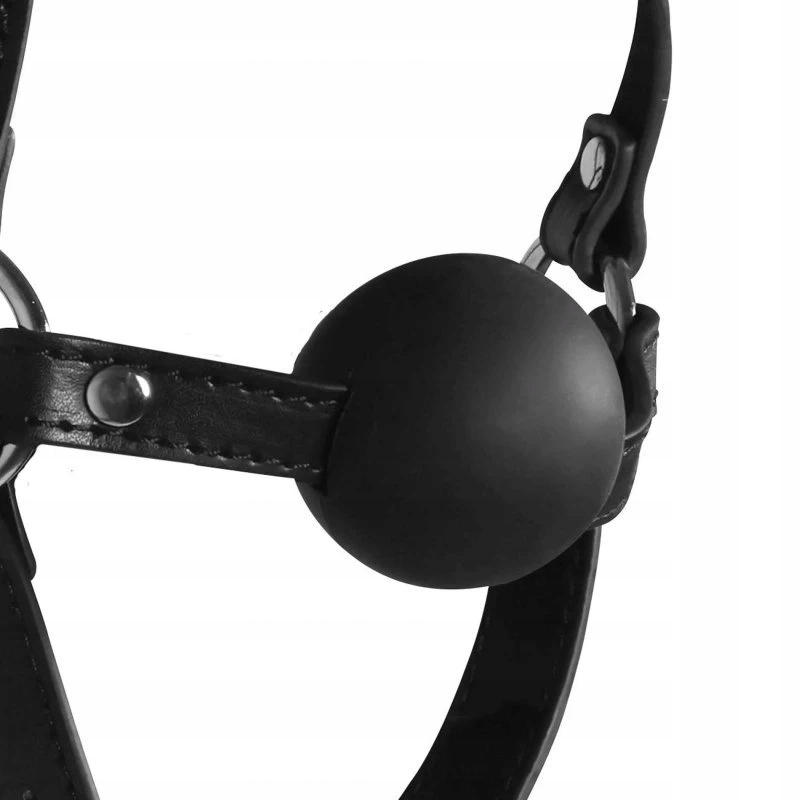 Blindfolded Head Harness with Solid Ball Gag -
