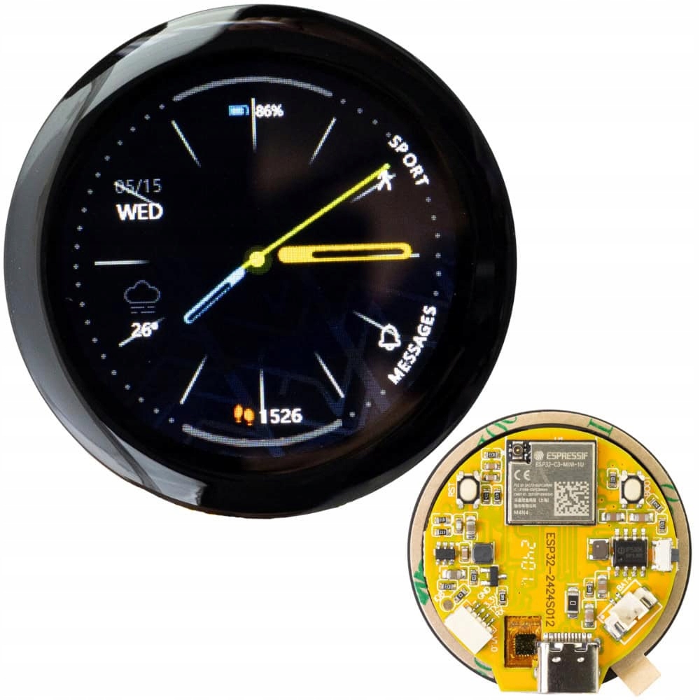 ESP32 LVGL TFT 1.28" 240x240px Ekran Dotykowy Pojemnościowy