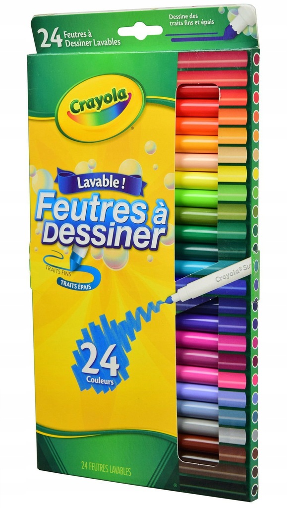 Crayola Pisaki Flamastry Zestaw 24 sztuk USZODZONA