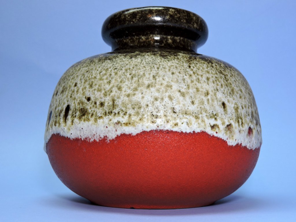 Wazon kula ceramika lawa czerwony kremowy