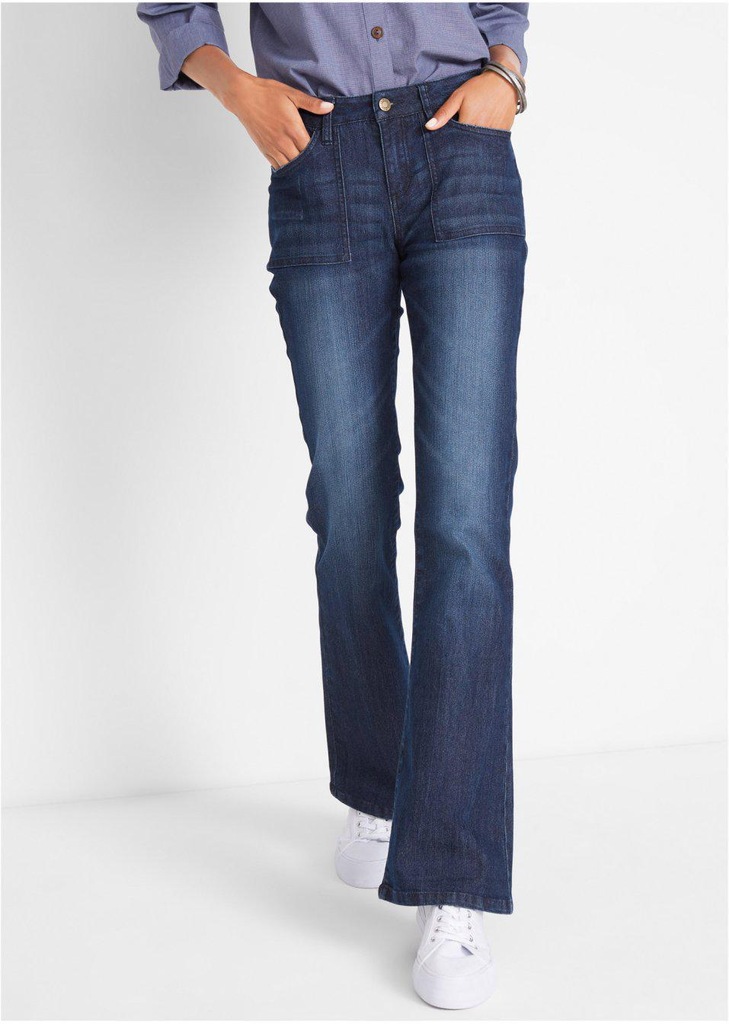 CQ4K14 SPODNIE JEANS BOOTCUT PRZETARCIA__40