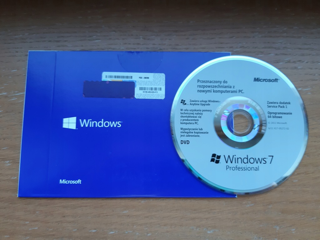Microsoft Windows 7 Professional SP1 64bit PL DVD