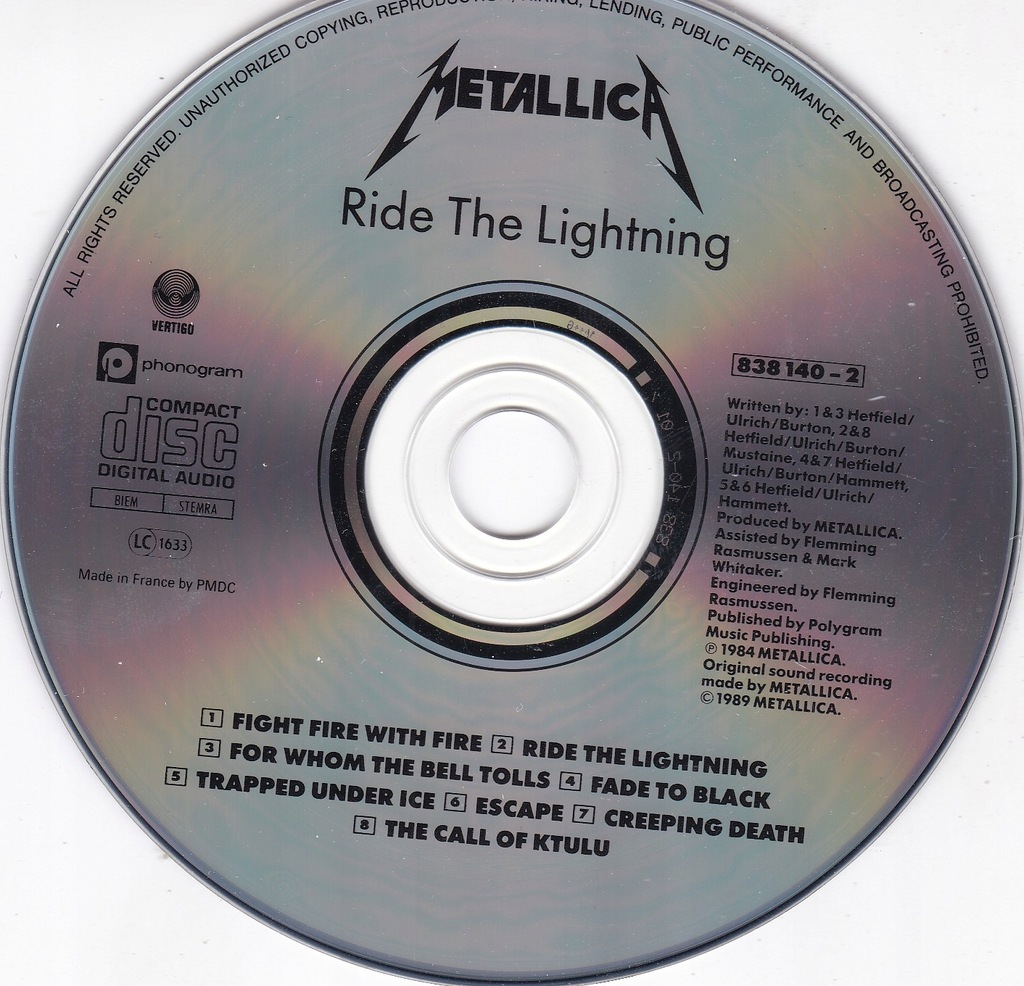 Купить Metallica - Компакт-диск Ride The Lightning: отзывы, фото, характеристики в интерне-магазине Aredi.ru