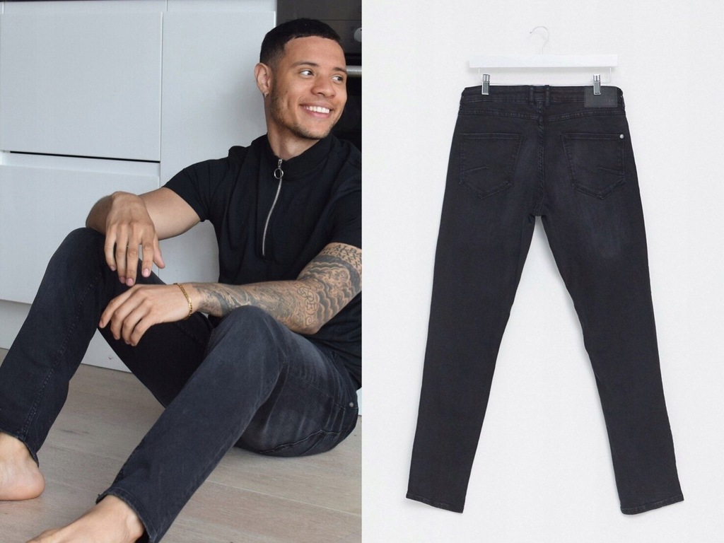 Solid Czarne jeansy męskie proste 38/32