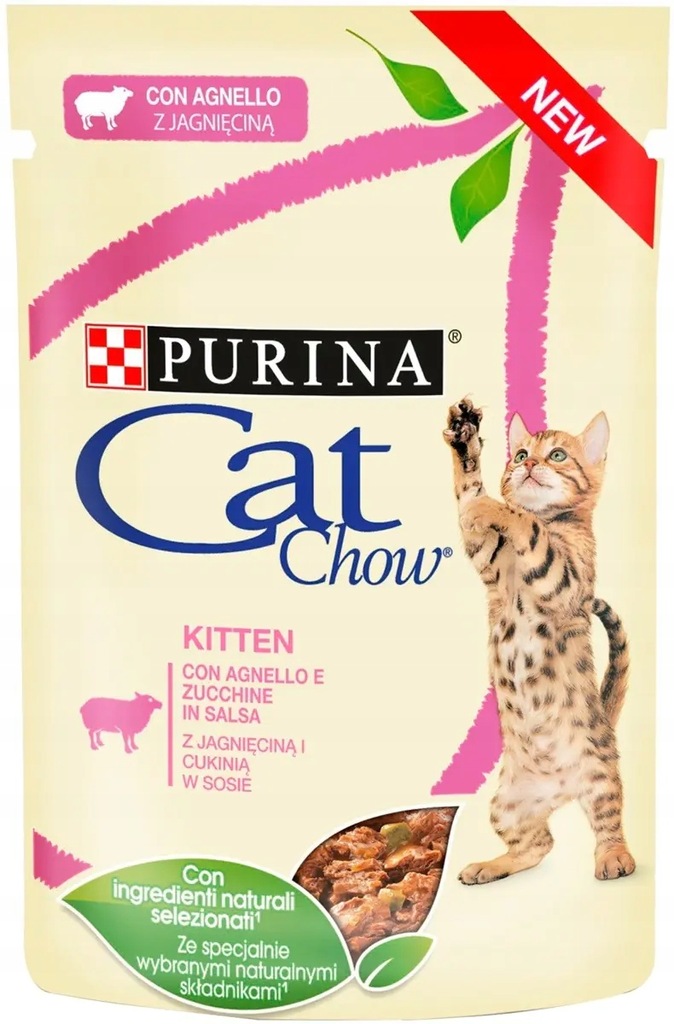 PURINA CAT CHOW KITTEN GiJ Jagnięcina Cukinia 85g - 12875365530