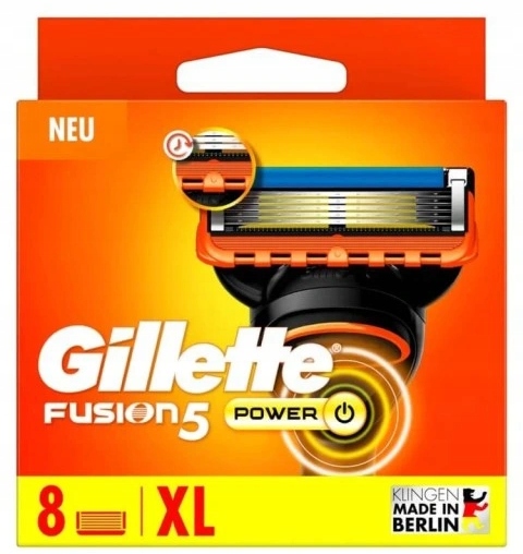 Gillette Fusion Power Ostrza Wkłady Nożyki. 8 szt.