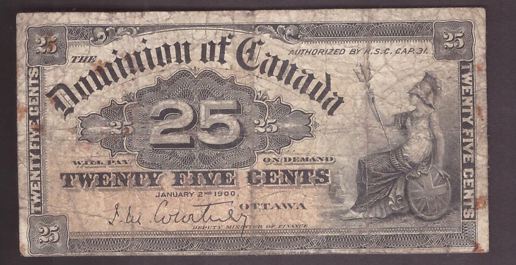 Kanada - banknot - 25 Cents 1900 rok