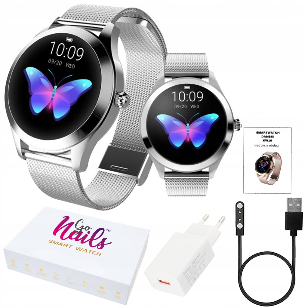 Smartwatch damski KW10 SLIM DESIGN kroki puls cykl - 9481738043 ...
