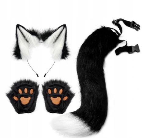 1 ZESTAW KOT OGON WILK OGON I USZY WILK RĘKAWICZKI