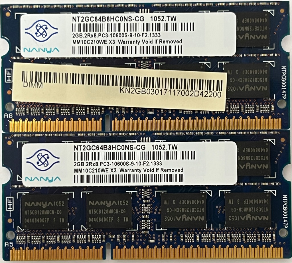 Pamięć RAM Nanya 4GB (2x2) DDR3 1066MHZ 8500s 9 10 F2 67